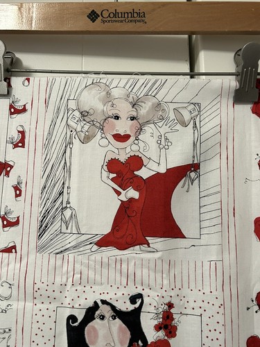 RARE Loralie Harris LADY IN RED Fabric PANELS 43"x46" & POPPY Material GLAM B29 - Picture 8 of 18