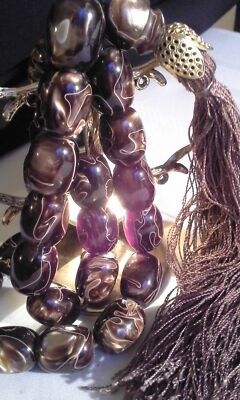 Vt Prayer Bead Mala Necklace Cherry Amber Bakelite Damari