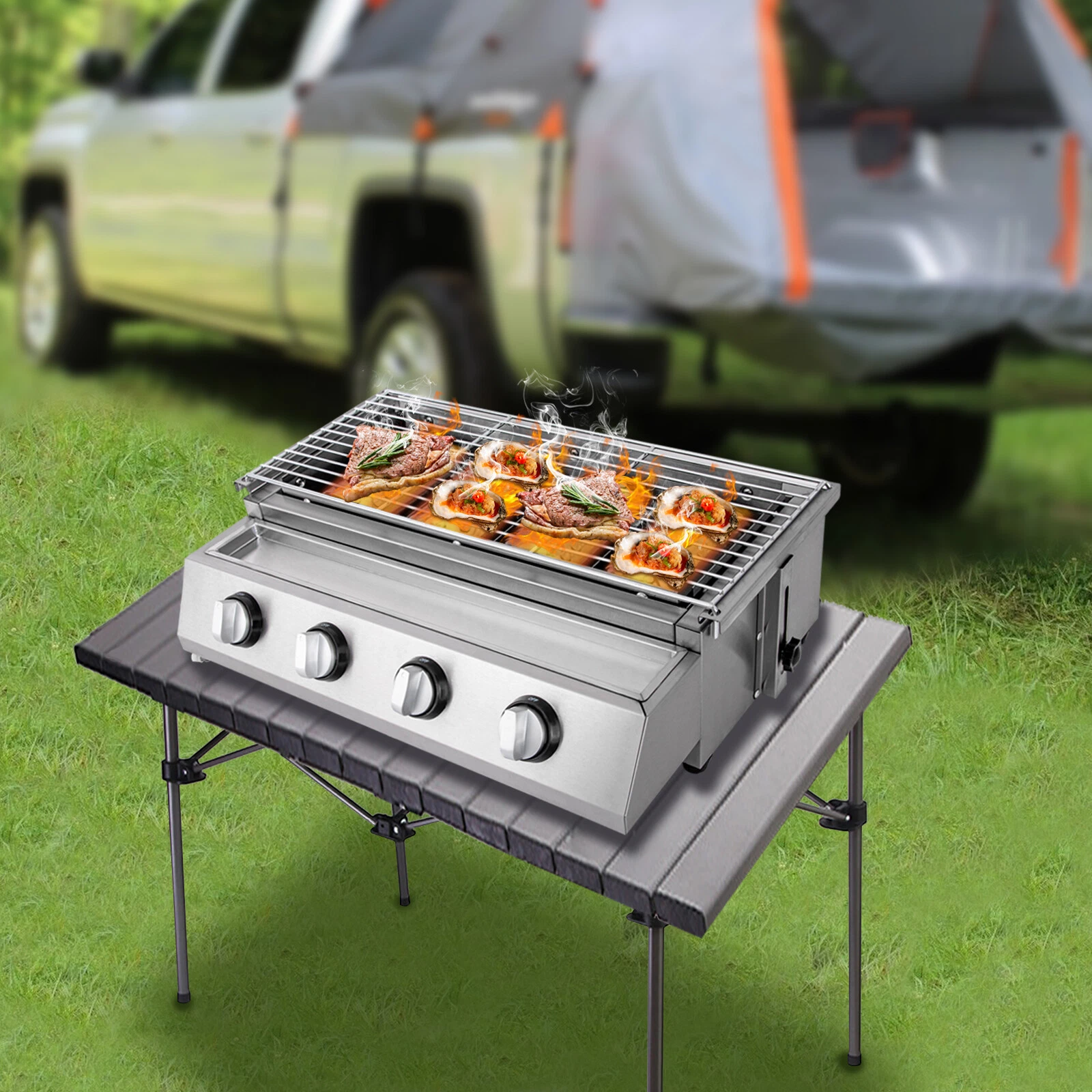 Profession Portable Stainless Steel Smokeless BBQ Grill Ceramic 4 Burners US