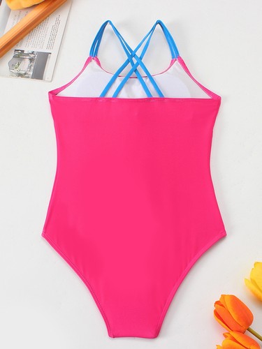 Kids Girls Swimsuit Leotard Swimwear Open Back Beachwear Training One-piece - Picture 62 of 68