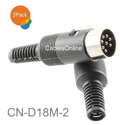 2-Pack 8-Pin Din Male B&O Audio Connector w/ Black Plastic Handle, CN-D18M-2