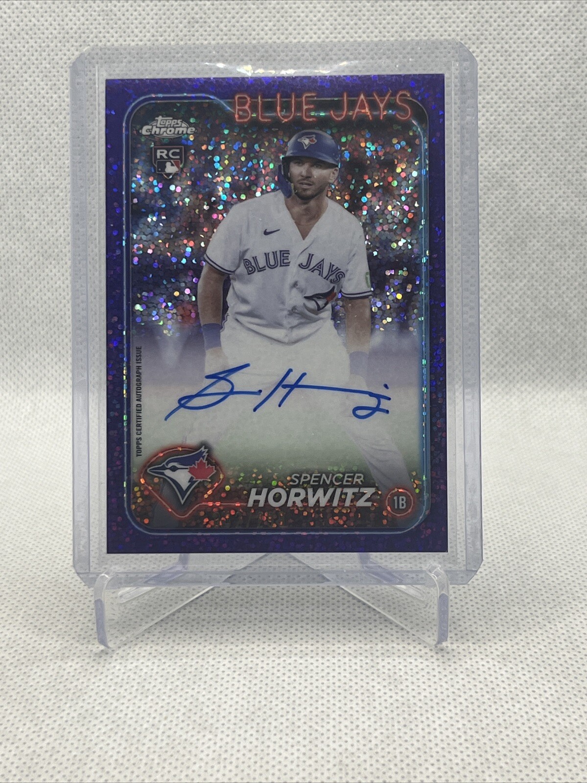 2024 Topps Chrome Spencer Horwitz #RA-SH Purple Speckle Auto RC /299 Blue Jays