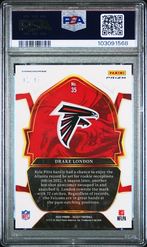 Drake London 2022 Panini Select Orange Rookie Prizm /49 PSA 9 Atlanta Falcons - Picture 2 of 2