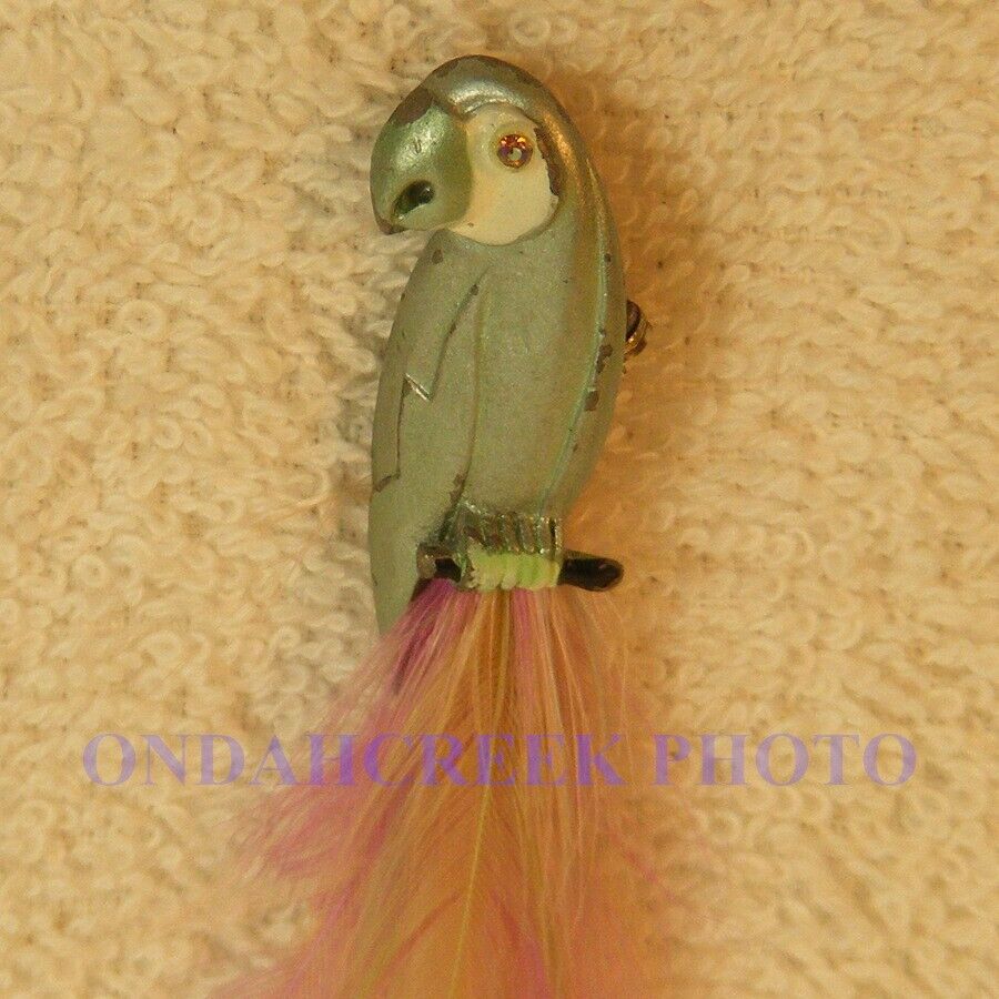 Metal Enamel Parrot w Feather n Rhinestone Eye Bi… - image 6