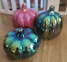 2024 Target Halloween Bullseye 3 Mini Iridescent Ceramic Pumpkins Fall Read 