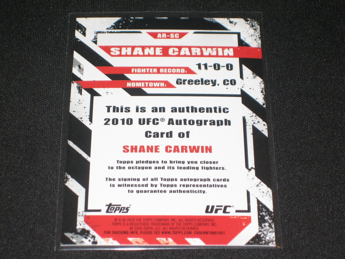 Carte De Collection Shane Carwin - Topps UFC 2010 - Autographiée #FA-SC