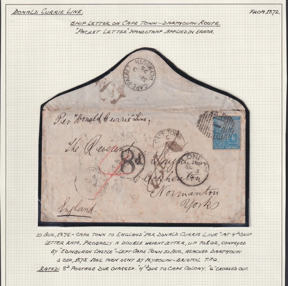 SUDÁFRICA (28888): CGH 1875 sobre inusual a Inglaterra Foto 2 de 3