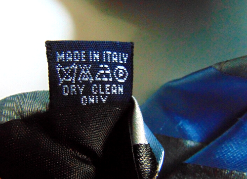 Bachrach Men's Necktie 100% Silk Blue Silver Gray Stripe Wide Made in Italy - Picture 6 of 8