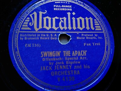 Jack Jenny 78rpm Single 10-inch Vocalion Records #v4130 Swingin' The Apach' 