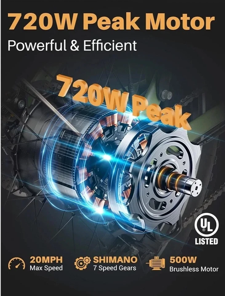 CityFun Толстая Шина Mountain Ebike (черный) с прочной сверхпрочной Передней корзиной - Изображение 3 из 4