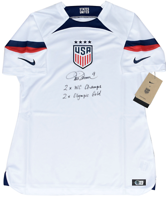 MIA HAMM SIGNED USWNT TEAM USA WOMEN'S NIKE SOCCER JERSEY W/ 2x
