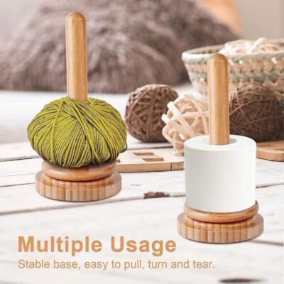 Wooden Yarn Ball Holder Stand Crocheting Winder Rotation Thread Sewing   V9R7