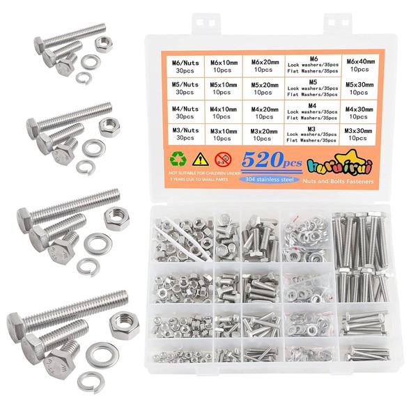 520 StüCk Schrauben Set M3 M4 M5 M6 Sechskantschrauben Ed-image