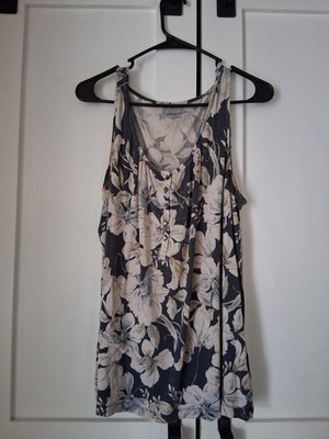 2XL -Croft&Borrow periwinkle blue - tank top- white floral