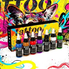7 Color Bright Pigment Tattoo Ink Set, Tattoo Body Art Painting Pigments