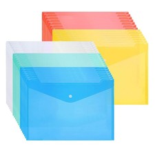 30 PCS 5 Colors Plastic Poly Envelopes Snap Closure A4 Document File Folders