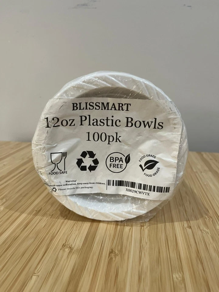 100  White Reusable Plastic Bowls for Party 12OZ Party Wedding, for soup, snacks - Image 3 of 4