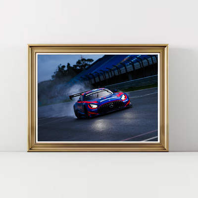 Max Verstappen Red Bull GT3 Racing Poster - Mercedes-AMG GT3 Track Action Art