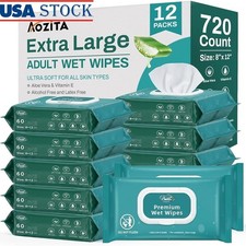 Rinse Free Bathing Wipes 60 Count Aloe Vera Gentle Hypoallergenic Travel Use