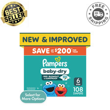 Pampers Baby Dry Diapers Size 6, 108 Count, Disposable Leak Protection Pack