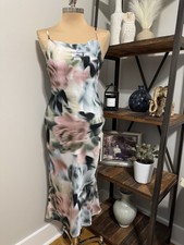 Adelyn Rae Midi Dress Womens XS Floral Midi Drape Slip Silk Lined