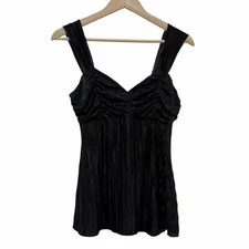 A.BYER Womens Y2K Babydoll Fairy Grunge Ruched Tank Top Size L Black Whimsigoth