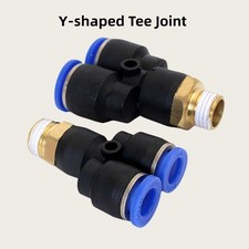 Image of Pneumatic Tee Y Piece Male Stud To Hose Tube Inline Push Fit Connector Air Line