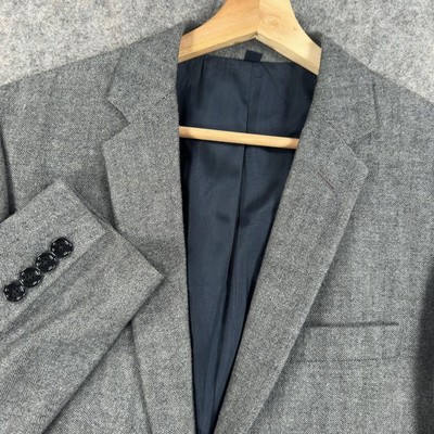 J.Crew Thompson Blazer Mens 38R Gray Herringbone Wool Tweed Sport Coat Jacket