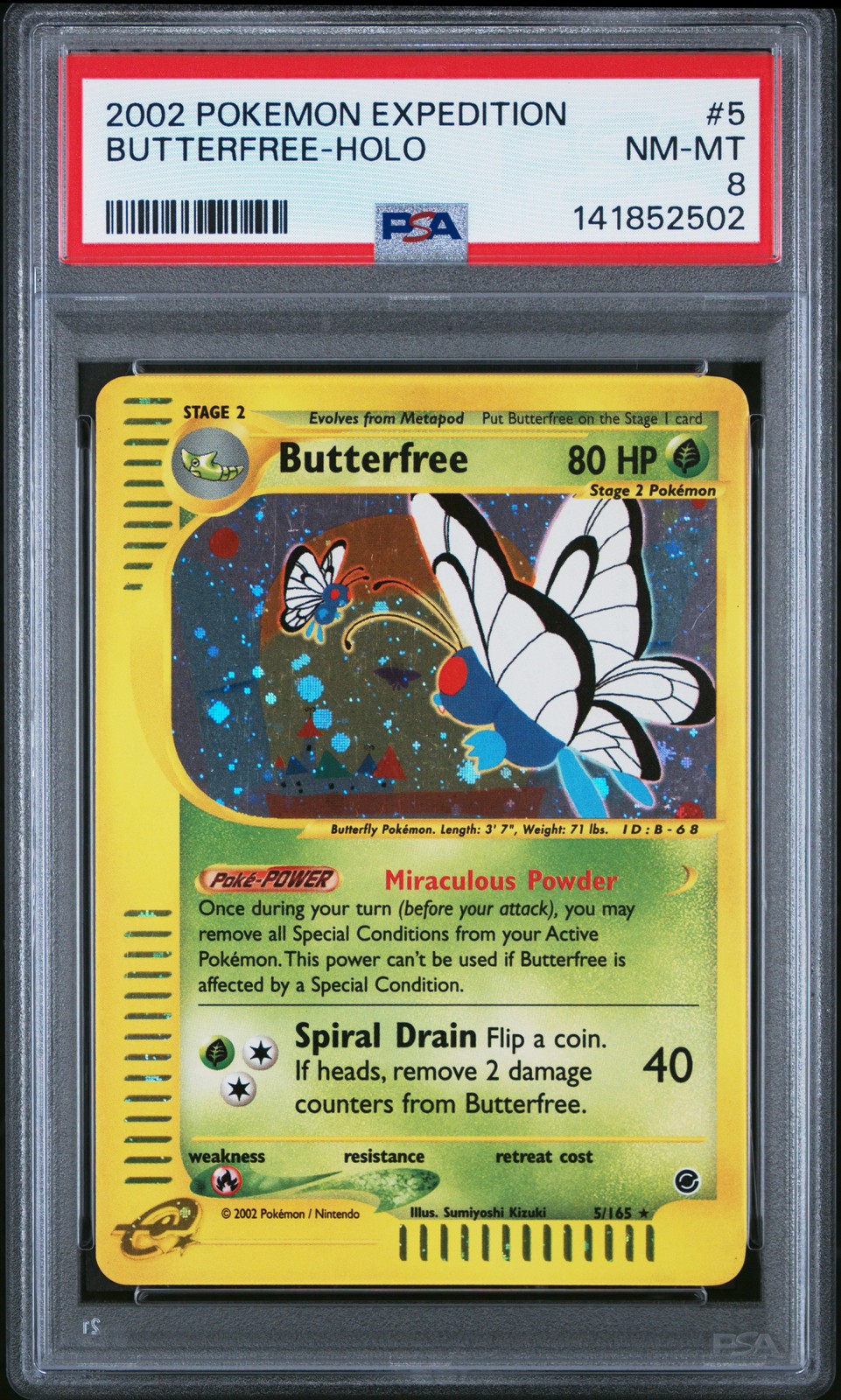 2002 POKEMON EXPEDITION #5 BUTTERFREE-HOLO PSA 8