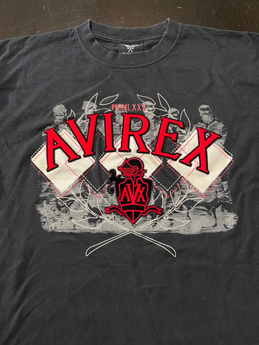 Vintage Y2K Avirex Multi-Texture T-Shirt, Black, Size: XL