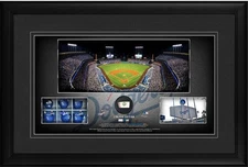 LA Dodgers Framed 10x18 Stadium Panoramic Collage & Piece of GU Baseball