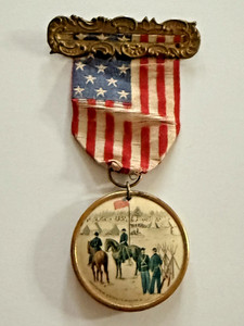 GAR Civil War Veteran Ribbon Badge Ohio Celluloid Medal Whitehead Hoag