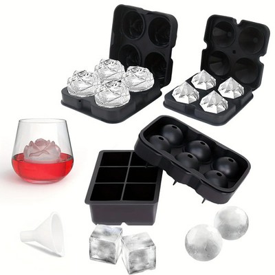 1pc 3D Rose Ice Cube Mold, Square, Round Simulation 100% Food Grade Silicone Hig