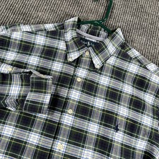 Ralph Lauren Shirt Mens XL Extra Large Blue Green Plaid Long Sleeve Button Down