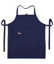 100 Cotton Washed Apron Adjustable Neck Long Ties 25x31 Inch Navy Blue