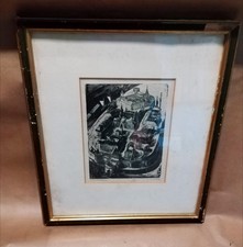 Marian Puchalski  "Old Warsaw" Original 1940 Woodcut Print Signed In Pencil