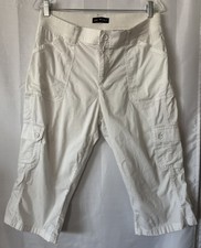 Lee Relaxed Fit Women's 14 Capri Pants White Pockets Cotton Spandex.