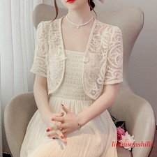 Ladies Lace Crop Cardigan Top Hollow Crochet Bolero Shrug Capelet Short Shawl
