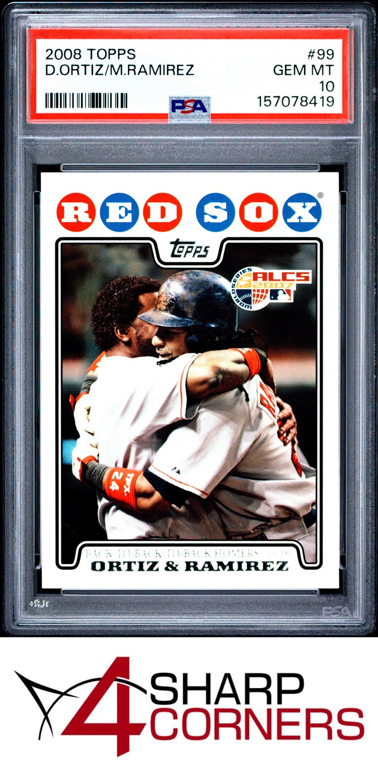 2008 TOPPS #99 DAVID ORTIZ-MANNY RAMIREZ PSA 10
