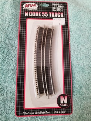 Atlas #2014 N Scale Code 55 12.5'' radius full curve, Brown Ties (6 pk) 
