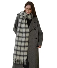 Women's Long Plaid Chunky Oversized Big Thick Soft Blanket Winter Scarf
