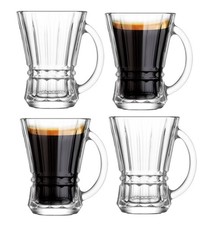 Espresso Cups, 5 oz Clear Glass Coffee Mugs, Cappuccino Cups with Large Handl...