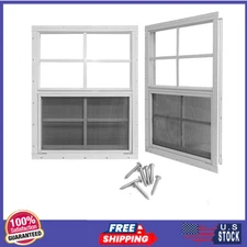 12 X 18 Shed Windows with Tempered Glass and Fiberglass Screen, 2 Pack Small S