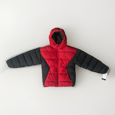 Jordan Boys Red and BlackHooded Water Resistant Full Zip Puffer Jacket L