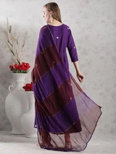 Gosriki Women'S Rayon Blend Anarkali Embroidered Kurta With Pant & Dupatta (G...