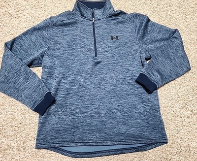 #ad Under Armour Loose Cold Gear Tech 1 2 Zip Fleece Mens Large Pullover Blue $18.99