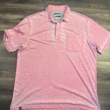 Johnnie-O Shirt Mens Large Pink Short Sleeve Polo Pocket Hanging Out