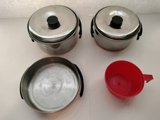 Camping Cookware - Stacking Metal Pots  Pan Set with Storage Bag