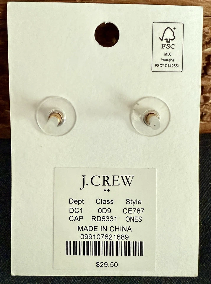 Pendientes J.Crew Factory Pave Corazón Caramelo Manzana Rojo Chapado en Oro CE787 NUEVOS CON ETIQUETAS Foto 2 de 2