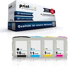 4x Kompatible Tintenpatronen für HP 10+11 Farb Patronen XL Set-Drucker Pro Serie